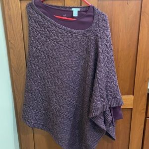 J Jill Burgandy Knit Poncho with matching Tee